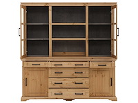 Dressoir met glazen deuren en metalen handvatten - massief grenen - afbeelding 9 van  13