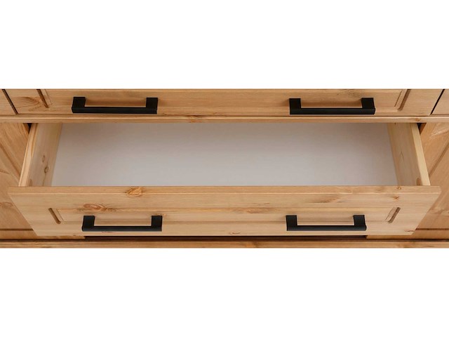Dressoir met glazen deuren en metalen handvatten - massief grenen - afbeelding 13 van  13