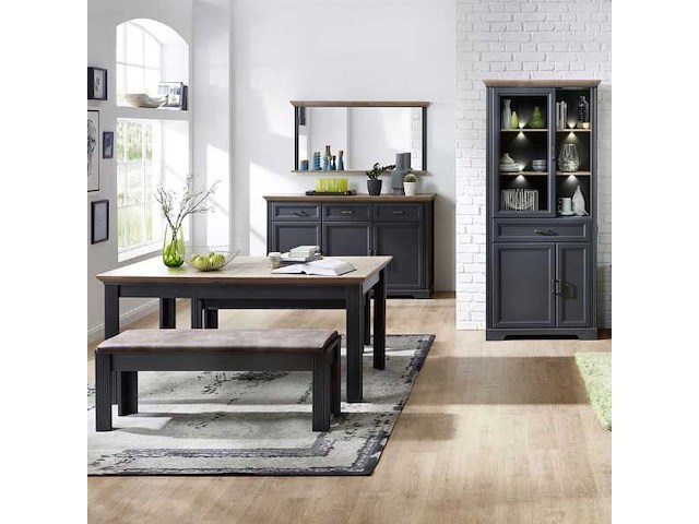 Dressoir samine 3 lades 3 deuren - grafiet/eik - afbeelding 3 van  4