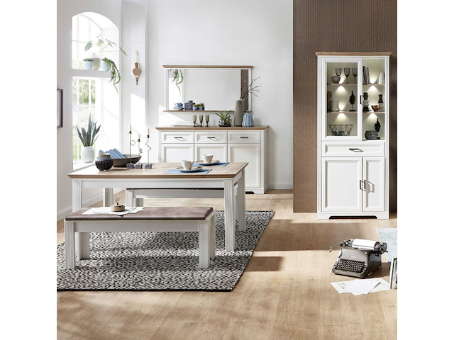 Dressoir samine 3 lades 3 deuren - wit/eik - afbeelding 1 van  2