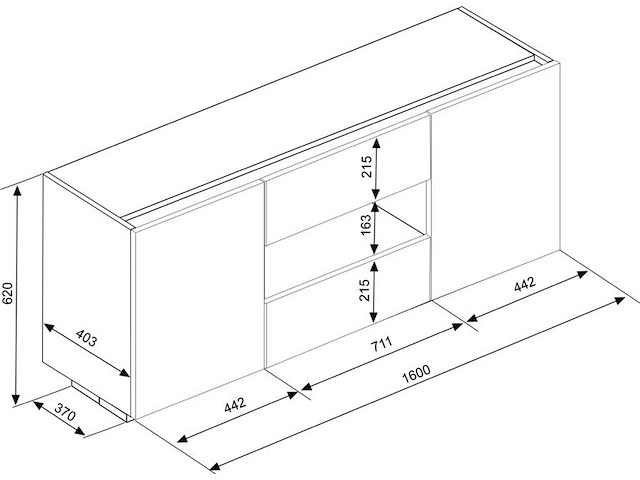Dressoir / tv-meubel ivo 160cm - wit - afbeelding 5 van  7