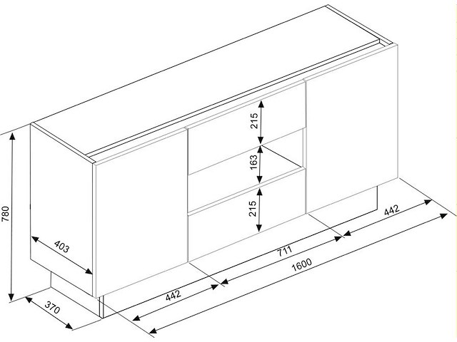 Dressoir / tv-meubel ivo 160cm - wit - afbeelding 6 van  7