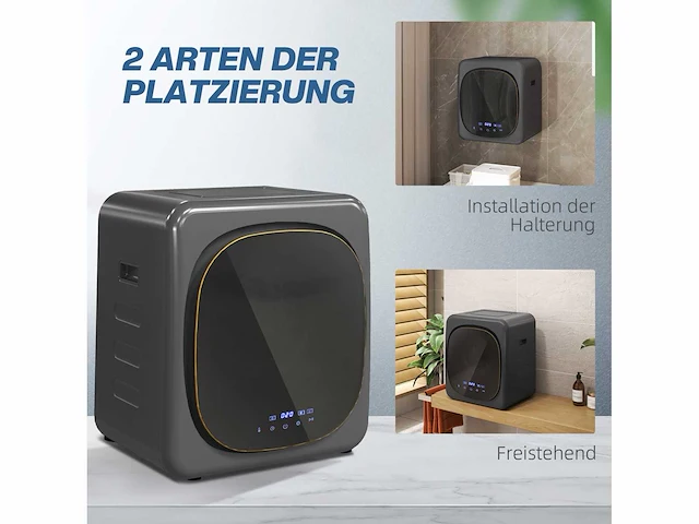 Droger met uv-desinfectie, compact, 4 kg capaciteit, roestvrij staal, grijs - afbeelding 4 van  5