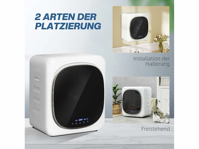 Droger met uv-desinfectie, compact ontwerp, 4 kg capaciteit, roestvrij staal, wit - afbeelding 4 van  6