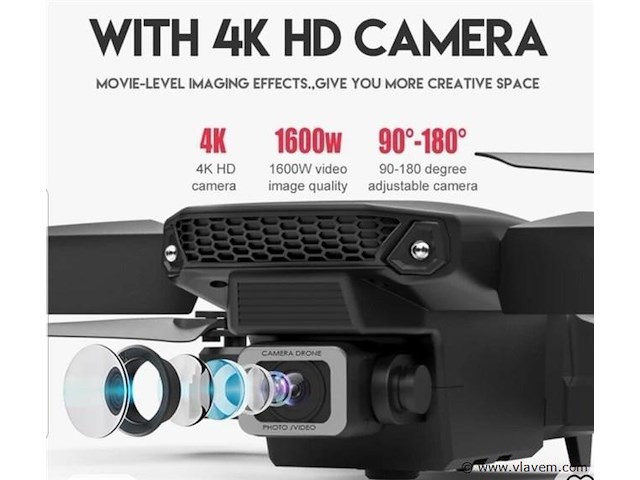 Drone met 4k camera & 2 batterijen - zwart - afbeelding 2 van  3