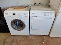 Droogkast miele t8813c (gebruikt), wasmachine miele w3375 (bedieningspaneel beschadigd, gebruikt), klein droogrek