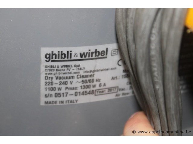 Droogzuiger ghibli & wirbel power d, 1,1 kw, 220 v, serienummer 0517-014548, slang, werking niet gekend - afbeelding 3 van  3