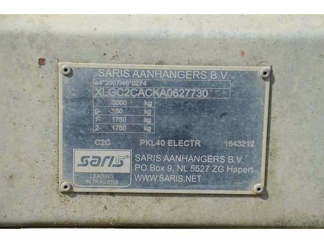 Dubbel as kipaanhangwagen saris, type c2c, variant ark, versie 350, ch.nr. xlgc2cacka0627730, bouwjaar 22-11-2016 (boorddocumenten: inschrijvingsbewijs deel i en deel ii, attest gelijkvormigheidsattest) (2) - afbeelding 6 van  21