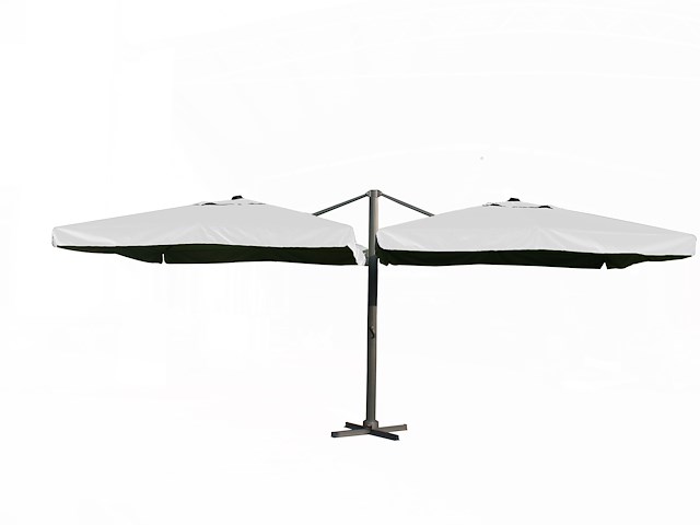 Dubbel hangende parasol wit (2 * 300x400cm) - afbeelding 3 van  3