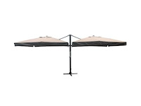 Dubbel hangende parasol zandkleurig (2 * 300x300cm) - afbeelding 2 van  3