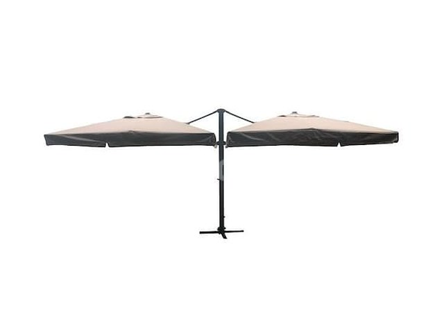 Dubbel hangende parasol zandkleurig (2 * 300x300cm) - afbeelding 3 van  3
