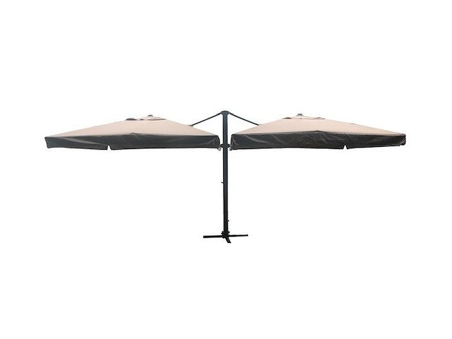 Dubbel hangende parasol zandkleurig (2 * 300x300cm) - afbeelding 3 van  3