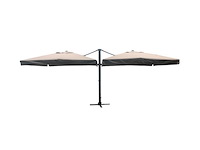 Dubbel hangende parasol zandkleurig (2 * 300x300cm) - afbeelding 3 van  3
