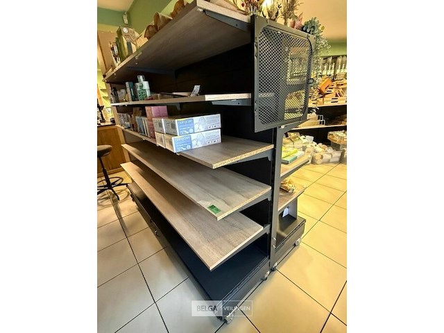 Dubbel schappen rek op wielen l200 cm - afbeelding 1 van  2