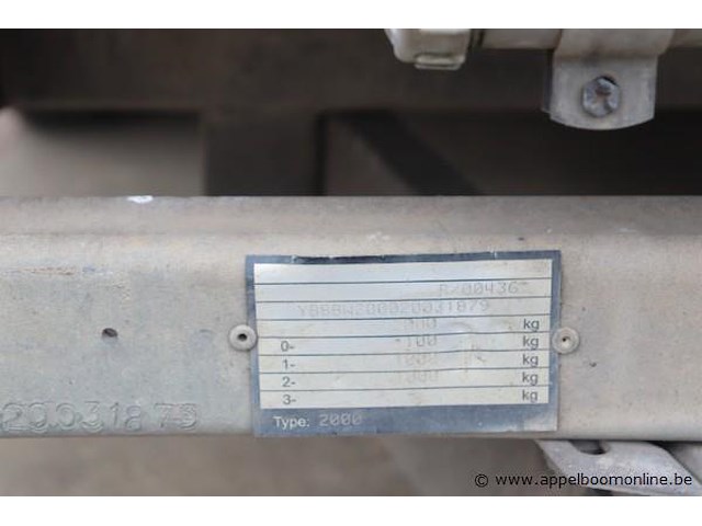 Dubbelassige aanhangwagen bw, chassisnummer yb8bw200020031879 - afbeelding 4 van  5