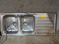 Dubbele afwasbak inox 1,21 x 0,50m - afbeelding 1 van  4