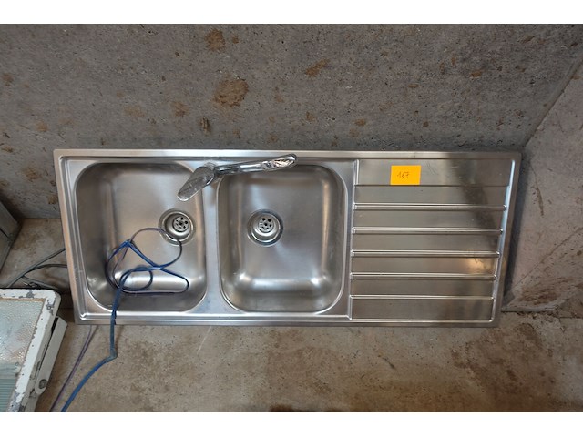Dubbele afwasbak inox 1,21 x 0,50m - afbeelding 2 van  4