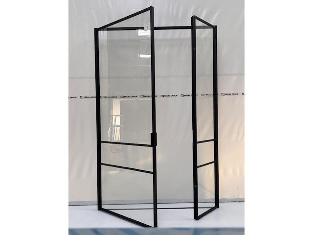 Dubbele assymetrische stalen binnendeur afgemastikeerd - afbeelding 1 van  5