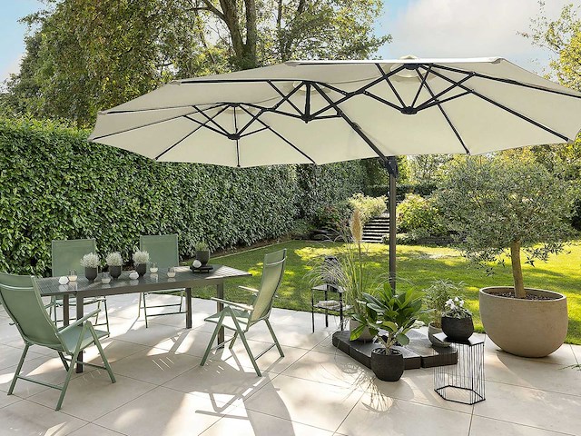 Dubbele cantilever parasol green lounge xxl - 460 x 270 cm - cream - afbeelding 1 van  10