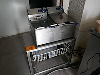 Dubbele friteuse + rvs tafeltje - afbeelding 1 van  4