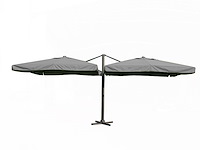 Dubbele hangende parasol donkergrijs (2 * 300x300cm) - afbeelding 1 van  3