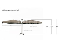 Dubbele hangende parasol donkergrijs (2 * 300x400cm) - afbeelding 1 van  3
