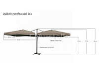 Dubbele hangende parasol donkergroen (2 * 300x300cm) - afbeelding 3 van  3