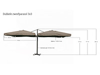 Dubbele hangende parasol donkergroen (2 * 300x300cm) - afbeelding 2 van  3
