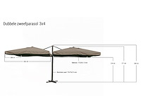 Dubbele hangende parasol donkergroen (2 * 300x400cm) - afbeelding 2 van  3