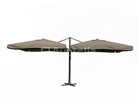Dubbele hangende parasol taupe / sandy (2 * 300x300cm) - afbeelding 2 van  3