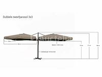 Dubbele hangende parasol taupe / sandy (2 * 300x300cm)