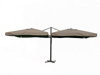 Dubbele hangende parasol taupe / sandy (2 * 300x300cm) - afbeelding 3 van  3