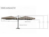Dubbele hangende parasol wit (2 * 300x300cm) - afbeelding 3 van  3