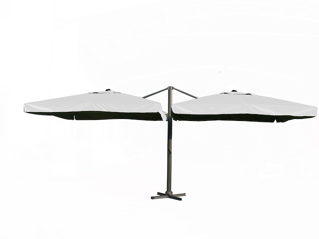 Dubbele hangende parasol wit (2 * 300x300cm) - afbeelding 1 van  3