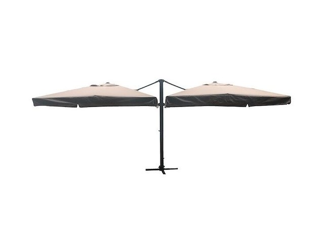 Dubbele hangende parasol zandkleurig (2 * 300x400 cm) - afbeelding 1 van  3