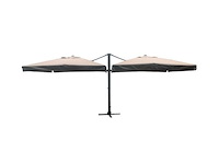 Dubbele hangende parasol zandkleurig (2 * 300x400 cm) - afbeelding 1 van  3