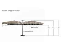 Dubbele hangende parasol zwart (2 * 300x400cm) - afbeelding 2 van  3