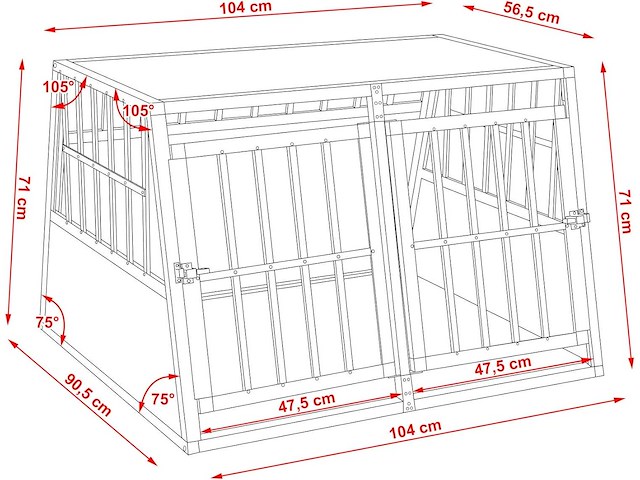 Dubbele hondendrager met hellende achterwand - afbeelding 8 van  9