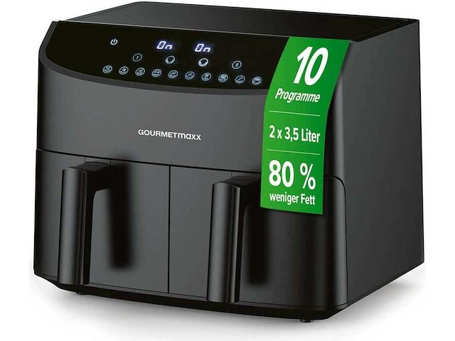 Dubbele mandje airfryer - 2 x 3,5 l - zwart - afbeelding 1 van  7