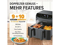Dubbele mandje airfryer - 2 x 3,5 l - zwart - afbeelding 2 van  7