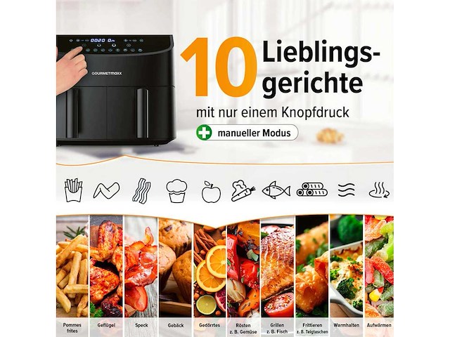 Dubbele mandje airfryer - 2 x 3,5 l - zwart - afbeelding 2 van  5