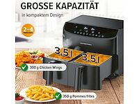 Dubbele mandje airfryer - 2 x 3,5 l - zwart - afbeelding 3 van  5