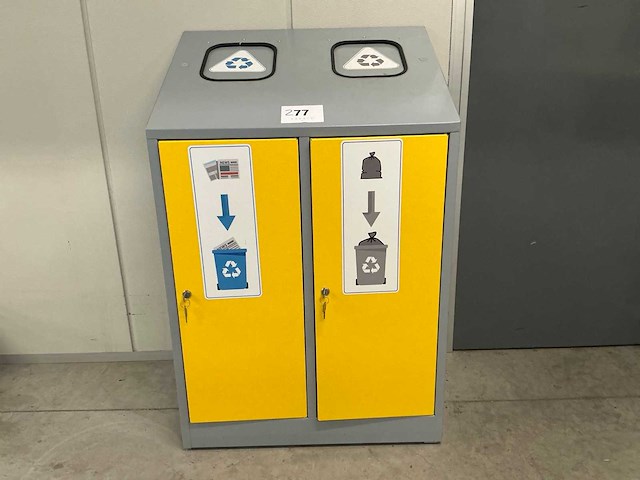 Dubbele metalen sorteervuilbak - afbeelding 1 van  4