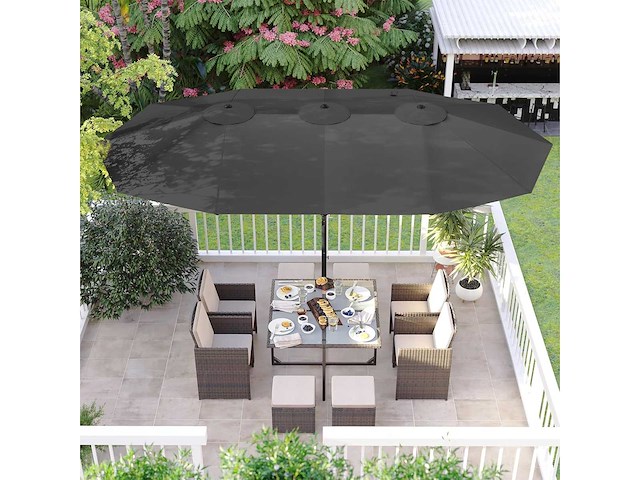 Dubbele parasol - 460 x 270 cm - antraciet - afbeelding 1 van  8
