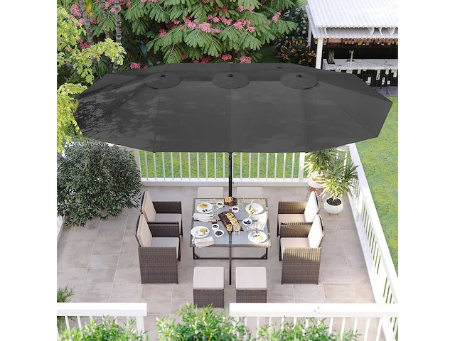 Dubbele parasol - 460 x 270 cm - antraciet - afbeelding 1 van  8