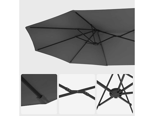 Dubbele parasol - 460 x 270 cm - antraciet - afbeelding 6 van  8