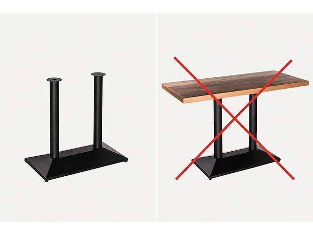 Dubbele poot voor rechthoekige tafel - zwarte mettalische structuur (alleen poot) - afbeelding 2 van  3