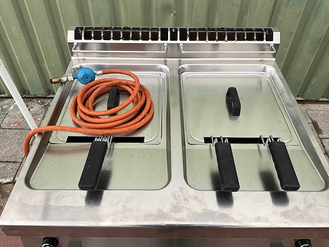 Dubbele professionele gasfriteuse – rvs – 2 × 15 l – mobiel - afbeelding 4 van  11