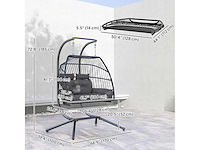 Dubbele roten hangstoel met standaard - afbeelding 4 van  7