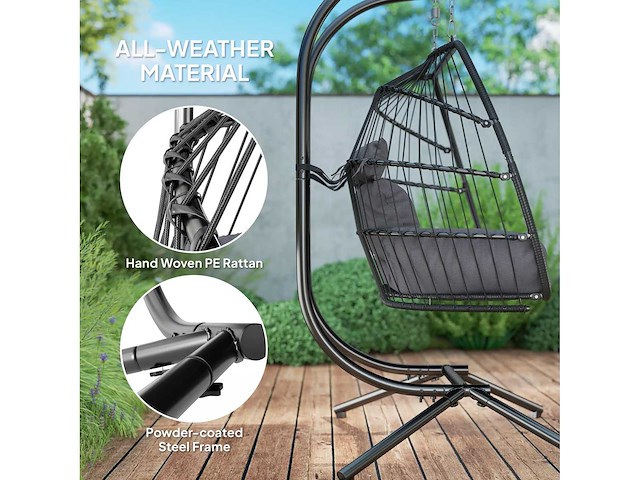 Dubbele roten hangstoel met standaard - afbeelding 6 van  7